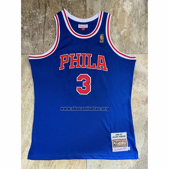 Camiseta Philadelphia 76ers Allen Iverson NO 3 Mitchell & Ness 1996-97 Azul
